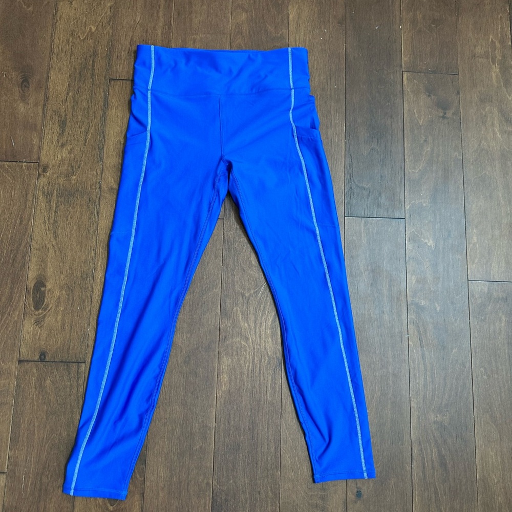 Women’s Bright Blue Active Leggings with Contrast Stitching